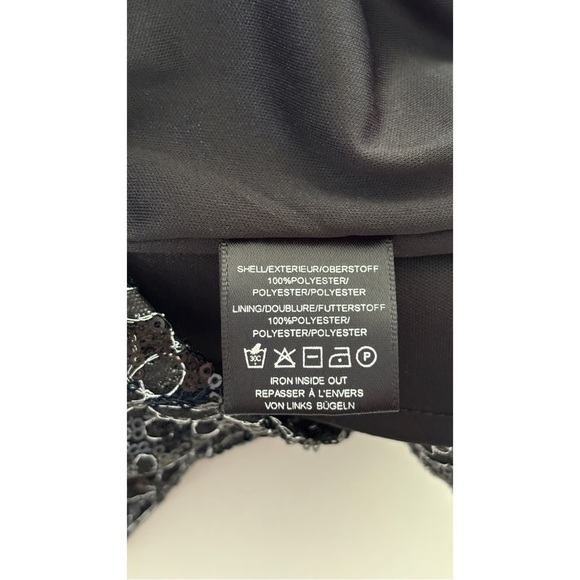 Badgley Mischka Black Silver Sequin Floral Lace Cocktail Dress Size 4 Sleeveless - Picture 9 of 10